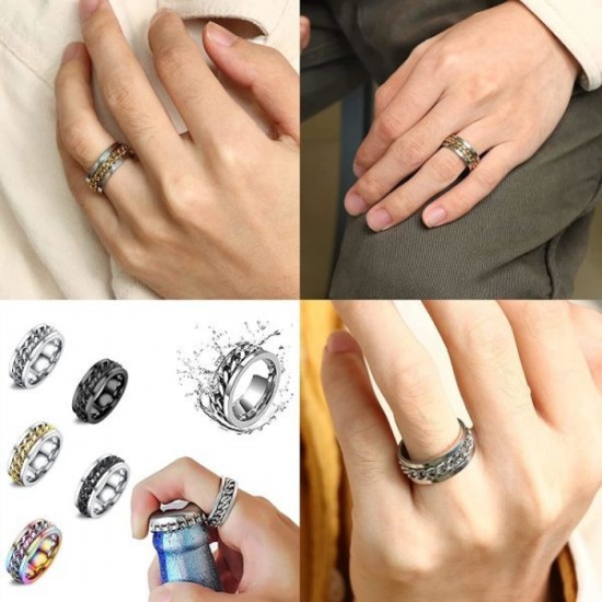 Anxiety Ring Fidget Ring For Anxiety Colorful Stainless Rings Spinner Rings For Women Size 10